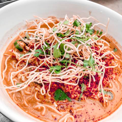 Ba Mee Red Curry Chicken, photographed