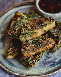 chives pancake, photographed