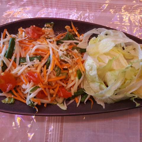 Spicy Green Papaya Salad, photographed